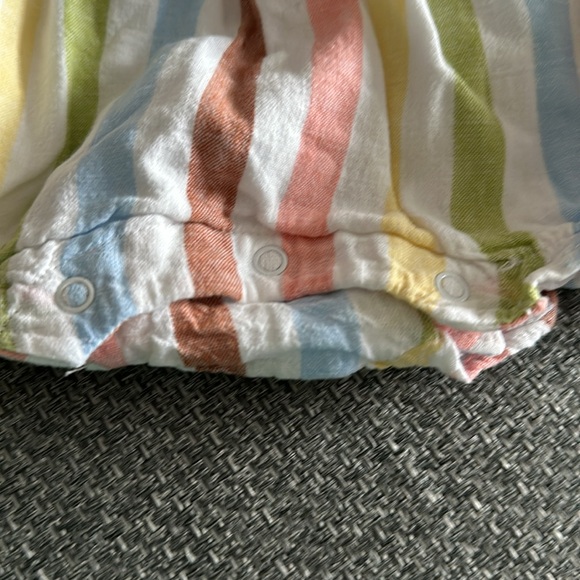 Janie and Jack baby girl striped romper, size 0-3 months, linen blend - Picture 3 of 5